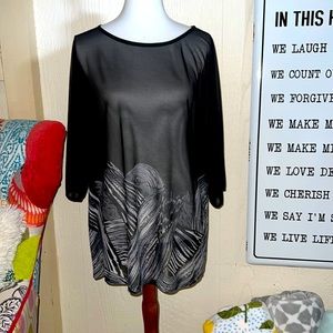 Chico’s Sz 3 16 Sheer Top Overlay Tunic Black